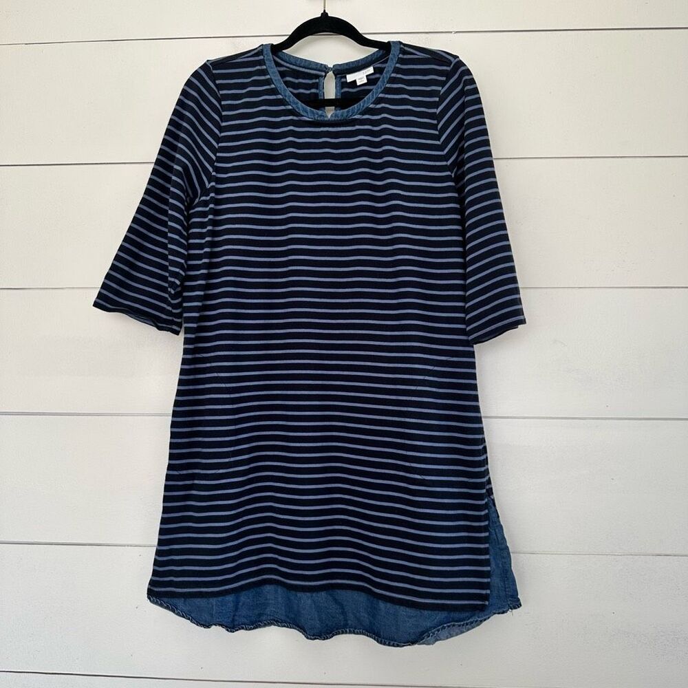 J Jill Women’s Large Petite Striped 3/4 Sleeve Dress